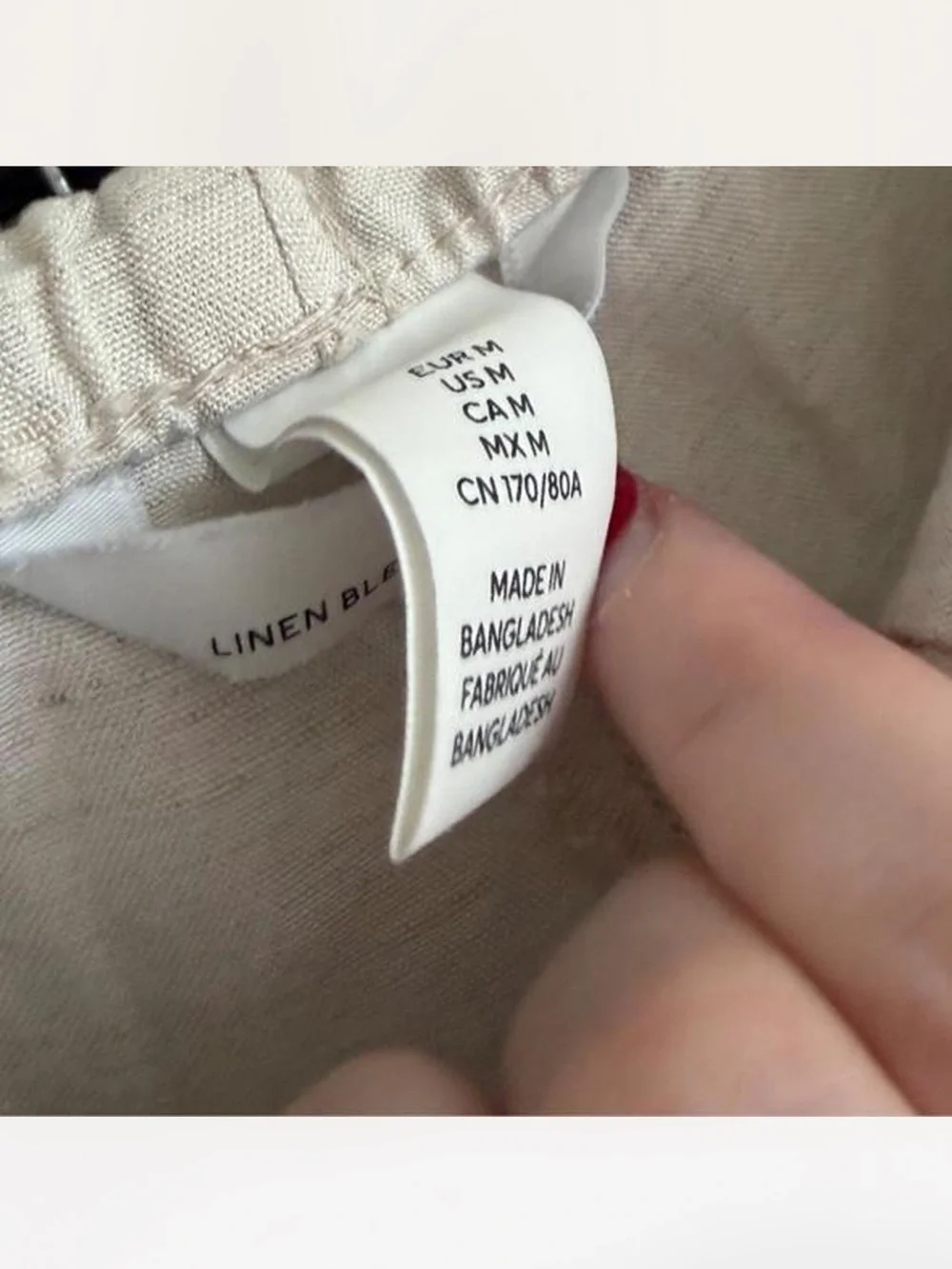 H&M Men's Drawstring Linen Pants in Light Beige